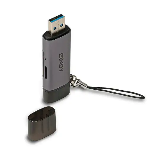 Lindy 43335 lector de tarjeta USB 3.2 Gen 1 (3.1 Gen 1) Type-A/Type-C Negro, Gris