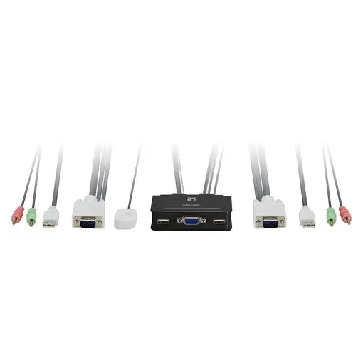 LevelOne KVM de 2 puertos, VGA, USB, Audio