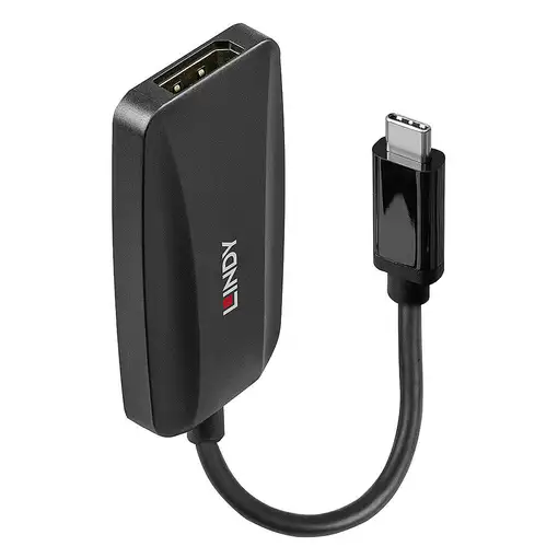 Lindy 43337 adaptador de cable de vídeo 0,13 m USB Tipo C DisplayPort Negro