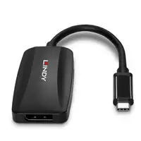 Lindy 43337 adaptador de cable de vídeo 0,13 m USB Tipo C DisplayPort Negro