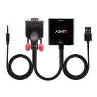 Lindy 38284 adaptador de cable de vídeo VGA (D-Sub) + 3,5mm HDMI + USB Negro