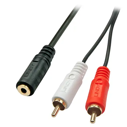 Lindy 35677 cable de audio 0,25 m 2 x RCA 3,5mm Negro, Rojo, Blanco