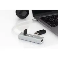 Digitus Concentrador USB 2.0 de 3 puertos y adaptador LAN Fast Ethernet con conexi