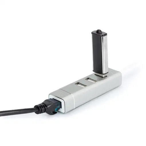 Digitus Concentrador USB 2.0 de 3 puertos y adaptador LAN Fast Ethernet con conexi