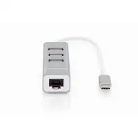 Digitus Concentrador USB 2.0 de 3 puertos y adaptador LAN Fast Ethernet con conexi