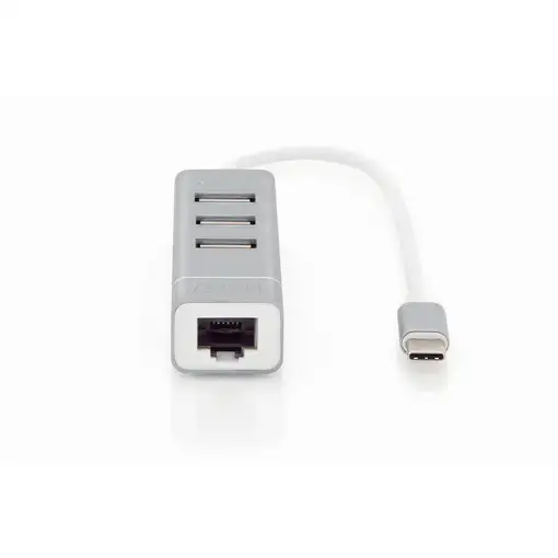 Digitus Concentrador USB 2.0 de 3 puertos y adaptador LAN Fast Ethernet con conexi