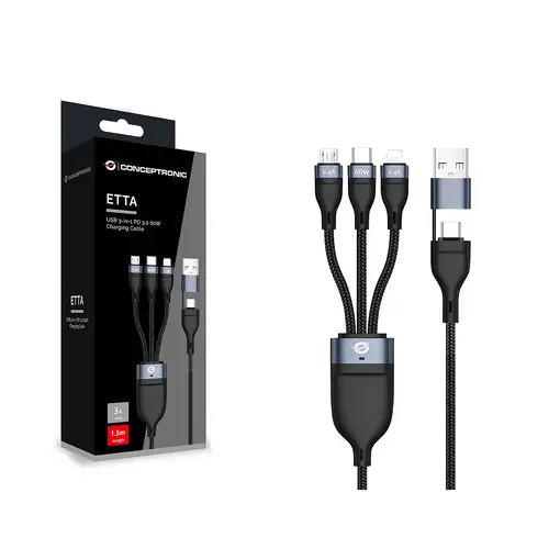 Conceptronic ETTA05B15 cable USB USB 2.0 1,5 m USB C USB C/Micro-USB B/Lightning N