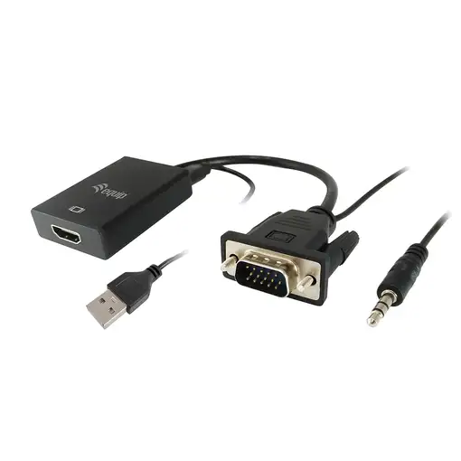 Equip 119038 adaptador de cable de vídeo 0,2 m VGA (D-Sub) + 3,5mm DVI-D + USB Neg