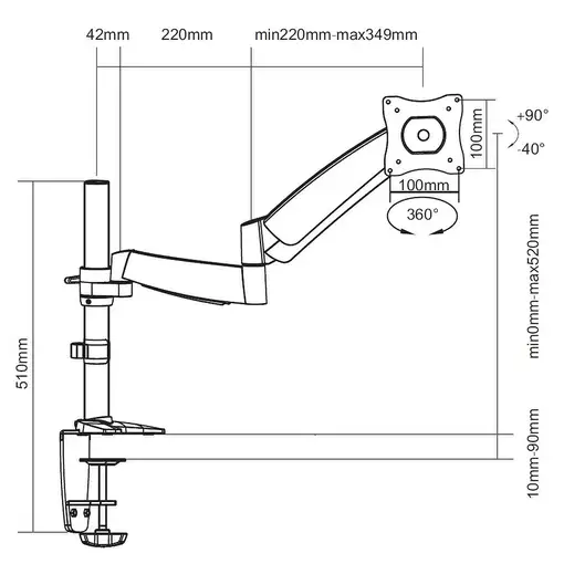Equip Soporte de escritorio articulado para monitor de 13"-27