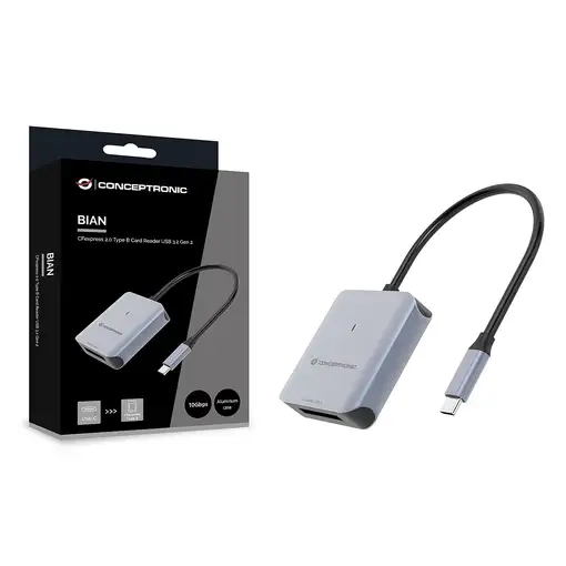 Conceptronic BIAN08G lector de tarjeta USB 3.2 Gen 2 Type-C Gris