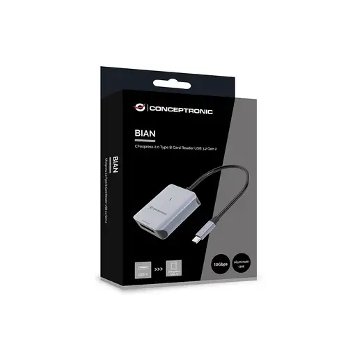Conceptronic BIAN08G lector de tarjeta USB 3.2 Gen 2 Type-C Gris