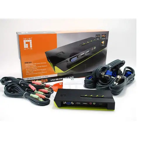 LevelOne Switch KVM de 4 puertos USB con Audio
