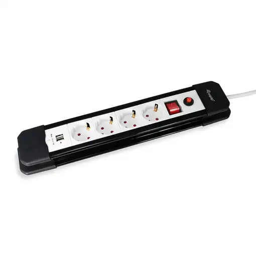 Equip 245553 base múltiple 1,5 m 4 salidas AC Interior Negro, Blanco