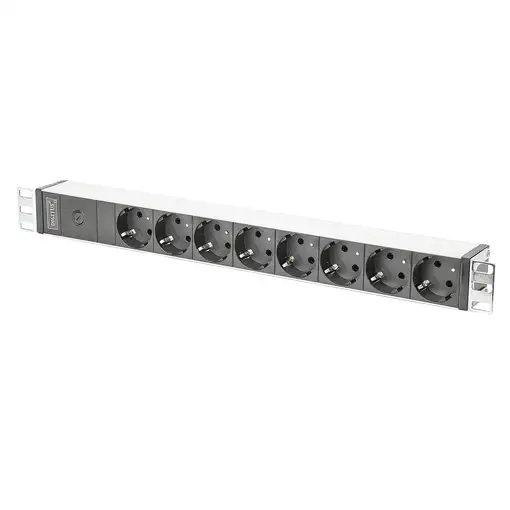 Digitus Regleta de enchufes con perfil de aluminio y fusible, 8 tomas de corriente