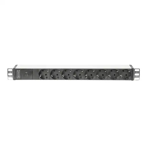 Digitus Regleta de enchufes con perfil de aluminio y fusible, 8 tomas de corriente