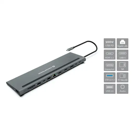 Conceptronic DONN17G base para portátil y replicador de puertos Alámbrico USB 3.2