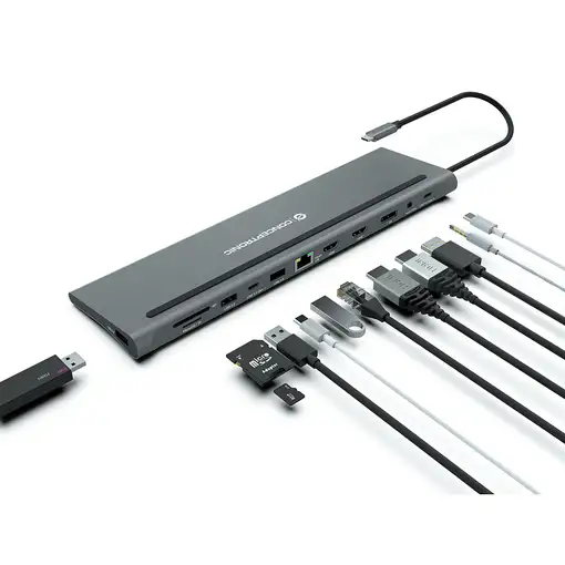 Conceptronic DONN17G base para portátil y replicador de puertos Alámbrico USB 3.2