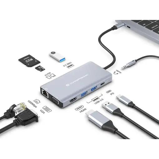 Conceptronic DONN20G Alámbrico USB 3.2 Gen 1 (3.1 Gen 1) Type-C Gris