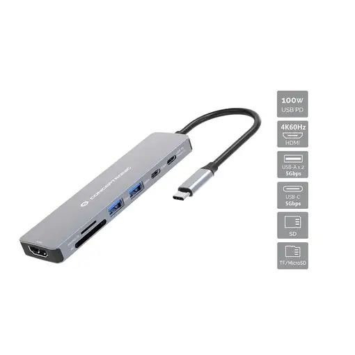Conceptronic DONN28G base para portátil y replicador de puertos Alámbrico USB 3.2