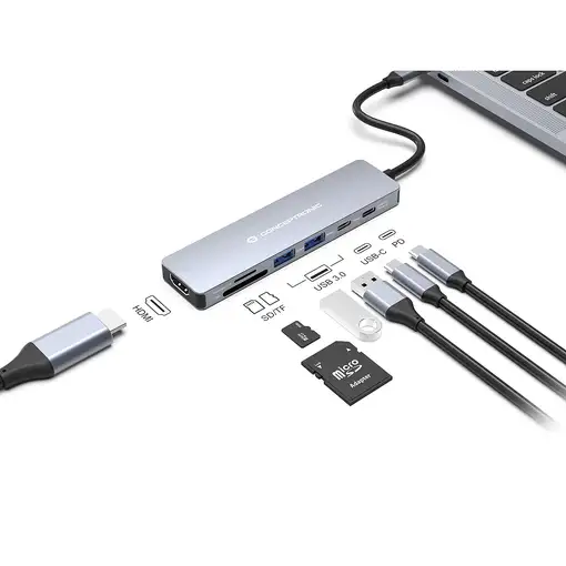 Conceptronic DONN28G base para portátil y replicador de puertos Alámbrico USB 3.2