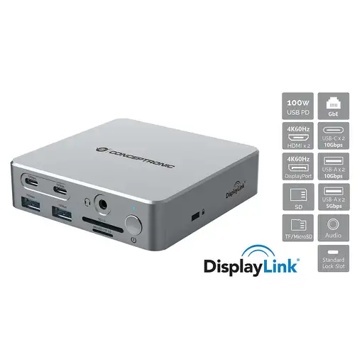 Conceptronic DONN25G base para portátil y replicador de puertos Alámbrico USB 3.2