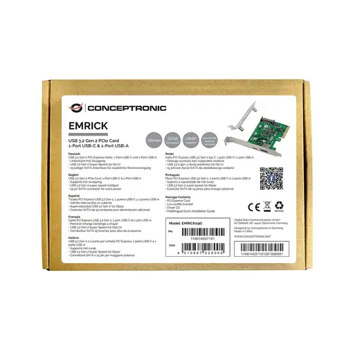 Conceptronic EMRICK09G tarjeta y adaptador de interfaz Interno USB 3.2 Gen 2 (3.1