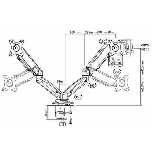 Equip Soporte de sobremesa para dos monitores interactivos de 17"-32