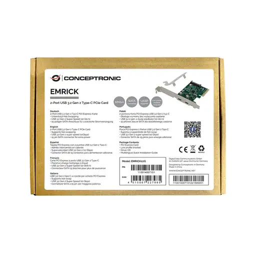 Conceptronic EMRICK07G tarjeta y adaptador de interfaz Interno USB 3.2 Gen 2 (3.1