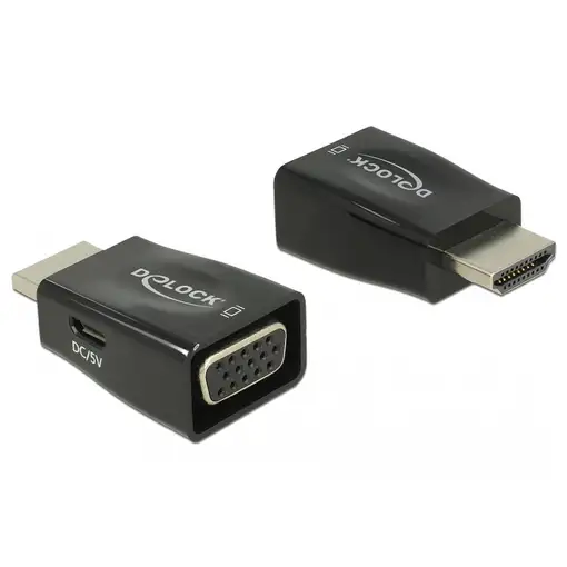 DeLOCK 65902 cambiador de género para cable HDMI A VGA Negro