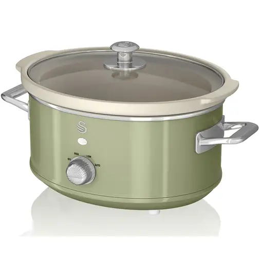 Retro Olla Cocción Lenta 3,5L,Recipiente Extraíble Antiadherente,SF17021GNEU SWAN