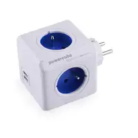 Allocacoc PowerCube Original USB (E) base múltiple 4 salidas AC Azul, Blanco