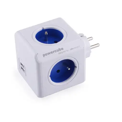 Allocacoc PowerCube Original USB (E) base múltiple 4 salidas AC Azul, Blanco