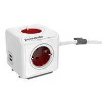 Allocacoc 2402RD/FREUPC base múltiple 1,5 m 4 salidas AC Interior Rojo, Blanco