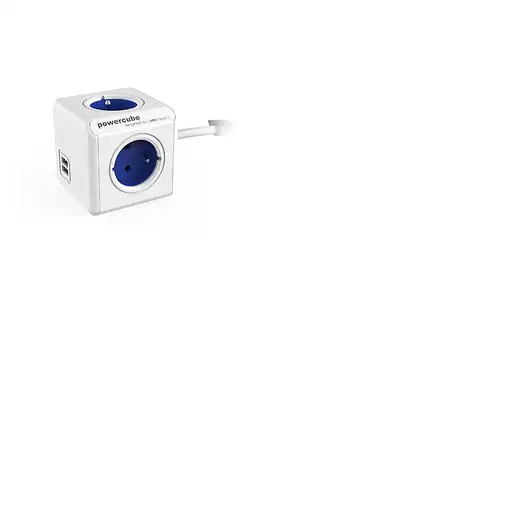Allocacoc 2402BL/FREUPC base múltiple 1,5 m 4 salidas AC Interior Azul, Blanco