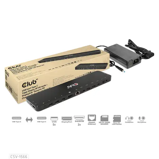 CLUB3D CSV-1566 base para portátil y replicador de puertos Acoplamiento USB 3.2 Ge