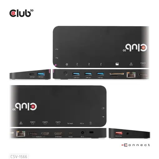 CLUB3D CSV-1566 base para portátil y replicador de puertos Acoplamiento USB 3.2 Ge