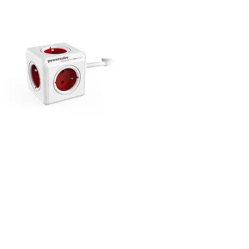 Allocacoc PowerCube base múltiple 1,5 m 5 salidas AC Interior Rojo, Blanco