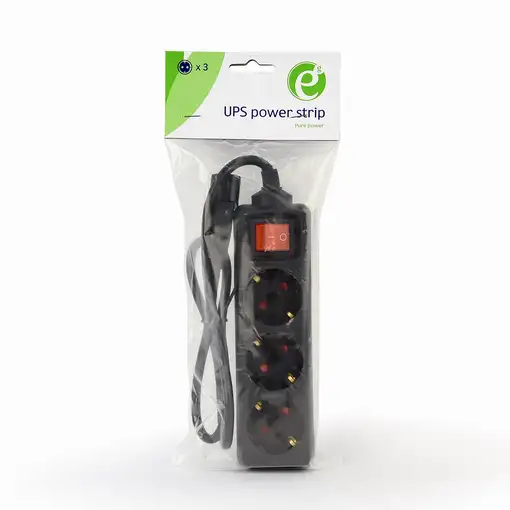 Gembird EG-PSU3-01 base múltiple 0,6 m 3 salidas AC Interior Negro