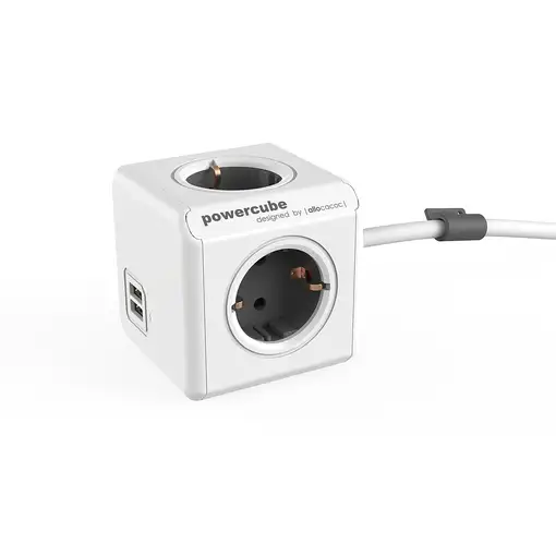 Allocacoc PowerCube base múltiple 1,5 m 4 salidas AC Interior Gris, Blanco