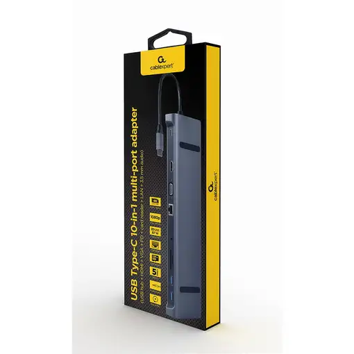 Gembird A-CM-COMBO10-01 base para portátil y replicador de puertos Alámbrico USB 3