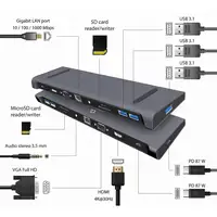 Gembird A-CM-COMBO10-01 base para portátil y replicador de puertos Alámbrico USB 3