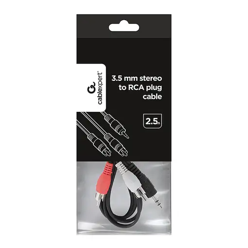 Gembird 2.5m, 3.5mm/2xRCA, M/M cable de audio 2,5 m 3,5mm Negro, Rojo, Blanco
