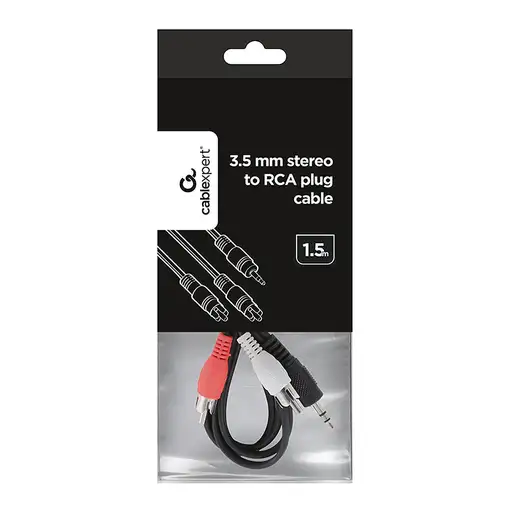 Gembird 1.5m, 3.5mm/2xRCA, M/M cable de audio 1,5 m 3,5mm Negro, Rojo, Blanco
