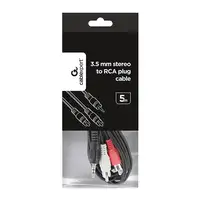 Gembird 5m, 3.5mm/2xRCA, M/M cable de audio 3,5mm Negro, Rojo, Blanco