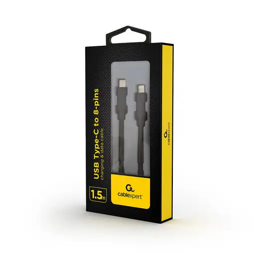 Gembird CC-USB2-CM8PM-1.5M cable de conector Lightning 1,5 m Negro