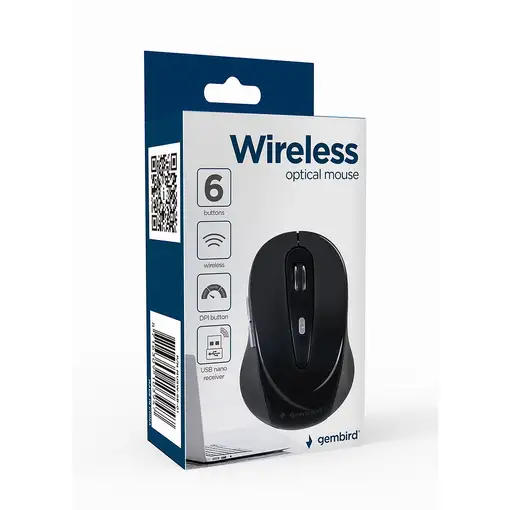 Gembird MUSW-6B-01 ratón Oficina mano derecha RF inalámbrico Óptico 1600 DPI