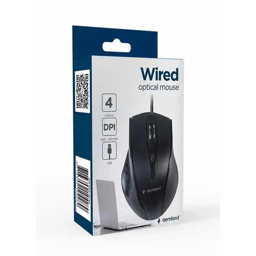 Gembird MUS-4B-02 ratón Oficina mano derecha USB Óptico 1200 DPI
