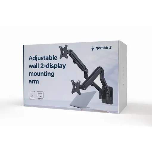 Gembird MA-WA2-01 soporte para monitor 68,6 cm (27") Pared Negro