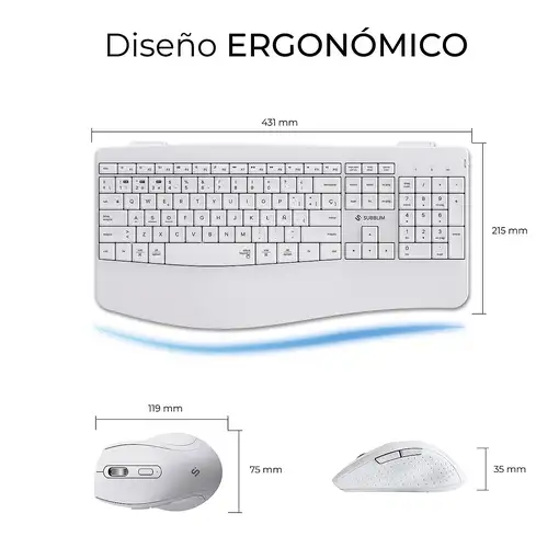 SUBBLIM Teclado con ratón COMBO DUAL OFFICE PROWAVE WHITE