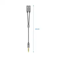 AISENS Cable Adaptador Audio Jack 3.5 4pines/M-2xjack 3.5 3pines/H, Gris, 25cm